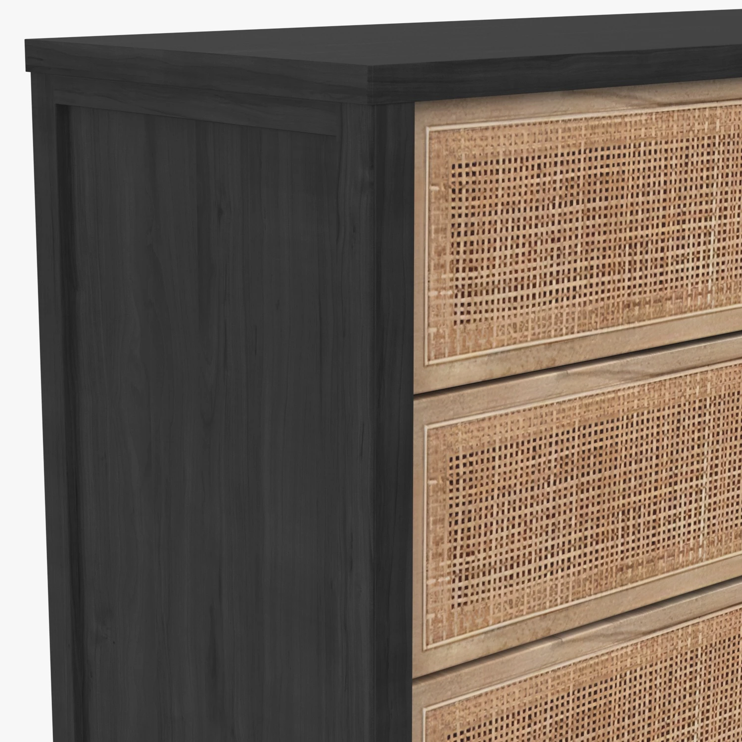 Woven Cane 6 Drawer Double Dresser 098371 3D Model_05