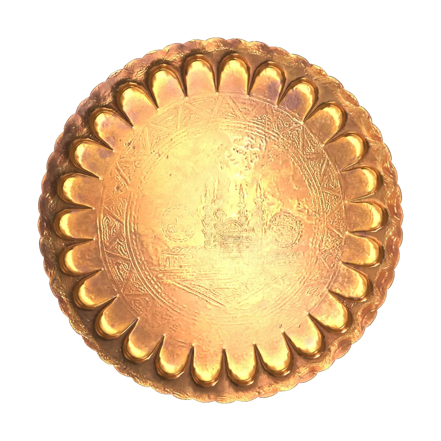 Vintage Turkish Copper Folding Tea Table PBR 3D Model_04