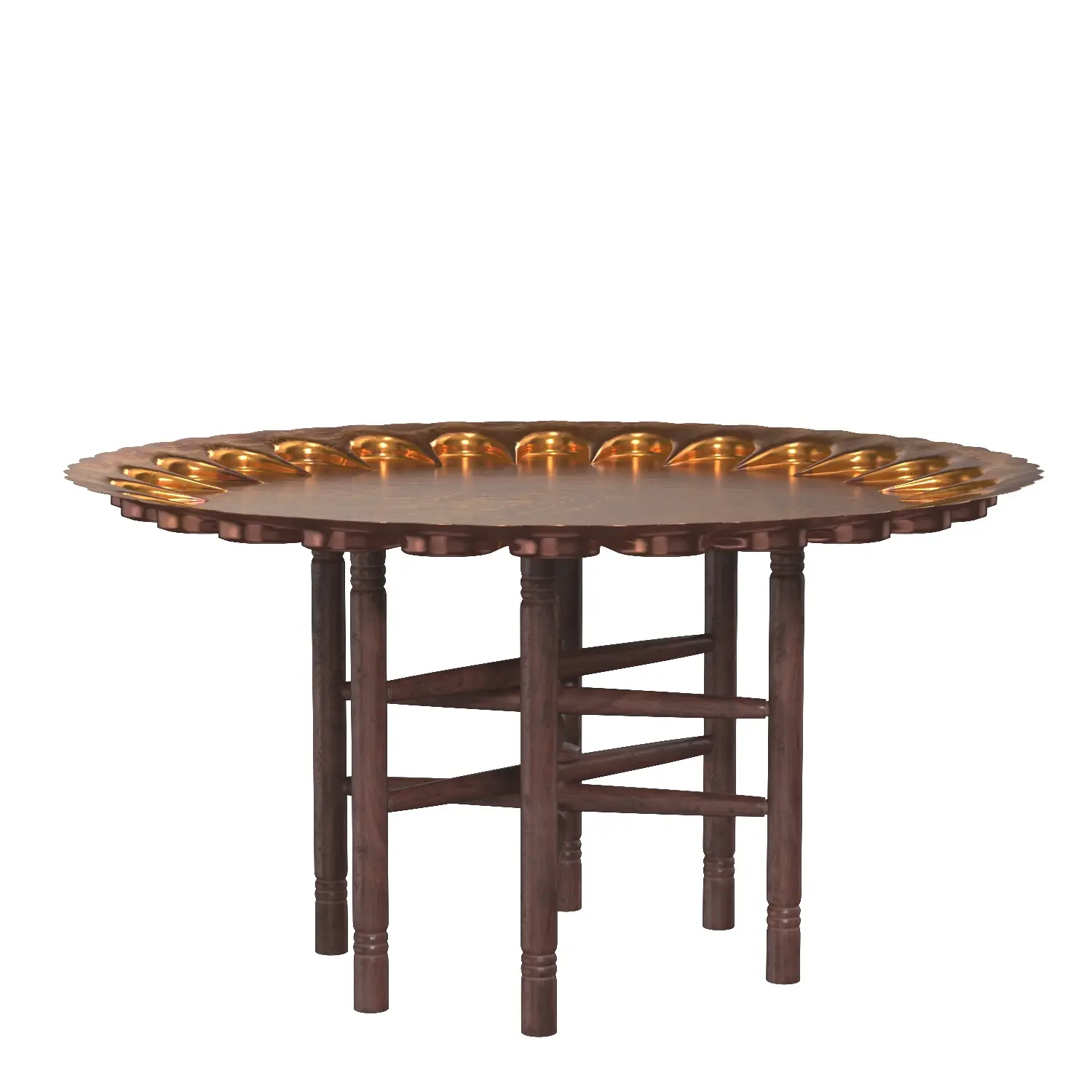 Vintage Turkish Copper Folding Tea Table PBR 3D Model_03