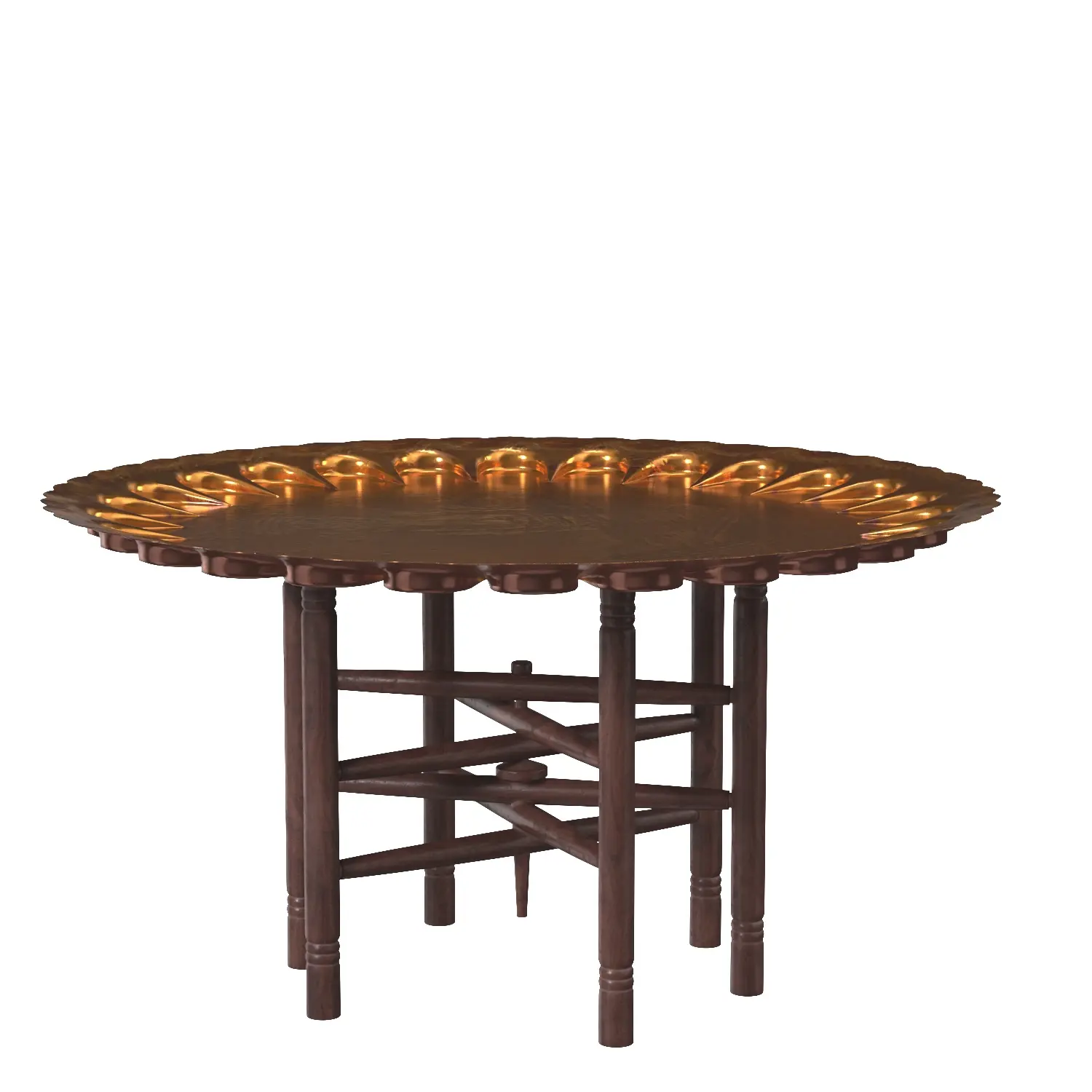 Vintage Turkish Copper Folding Tea Table PBR 3D Model_01