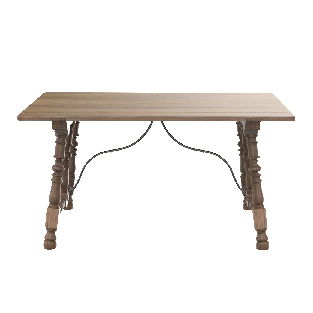 17th Or 18th Century Hardwood Trestle Tavern Table 3D Model_06