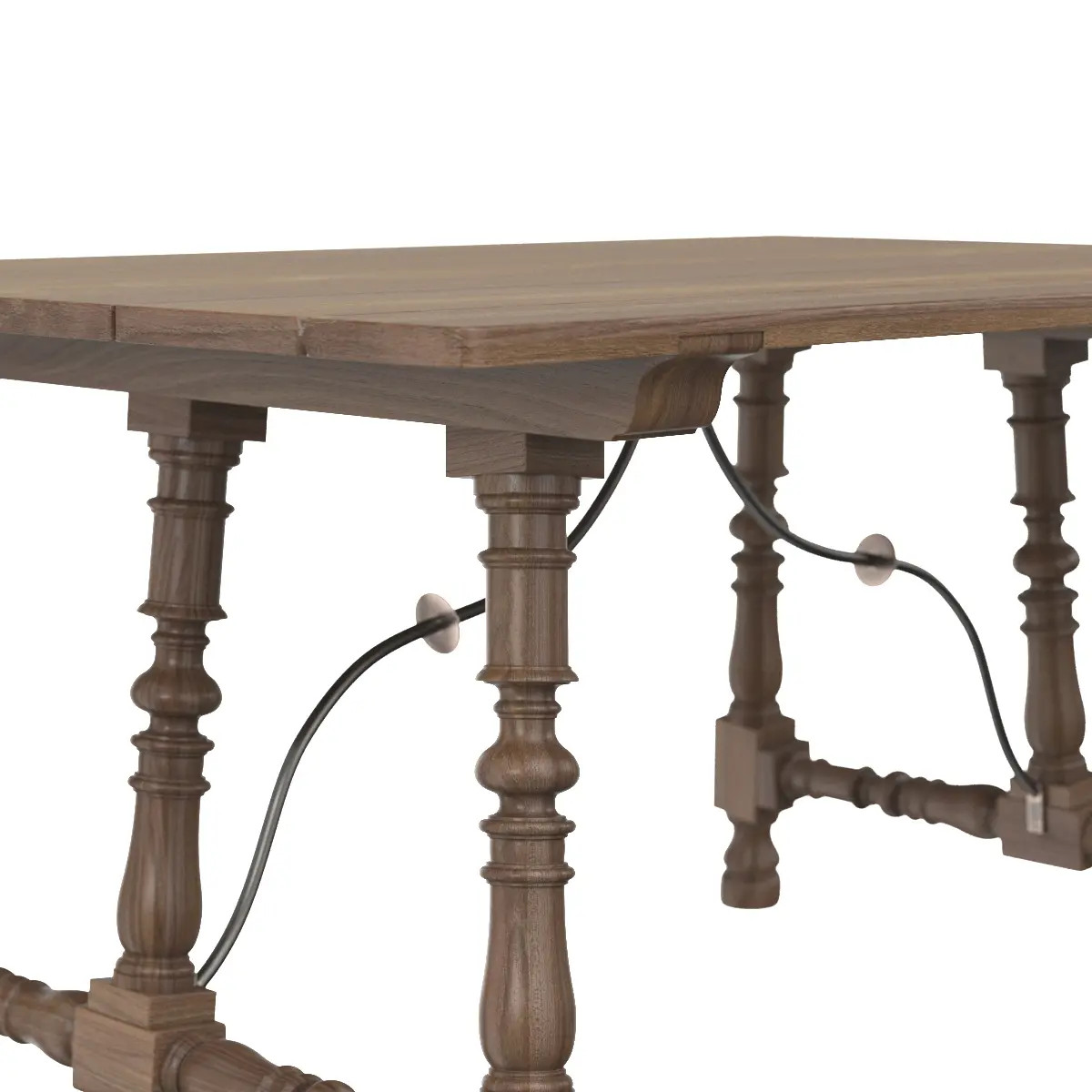 17th Or 18th Century Hardwood Trestle Tavern Table 3D Model_05
