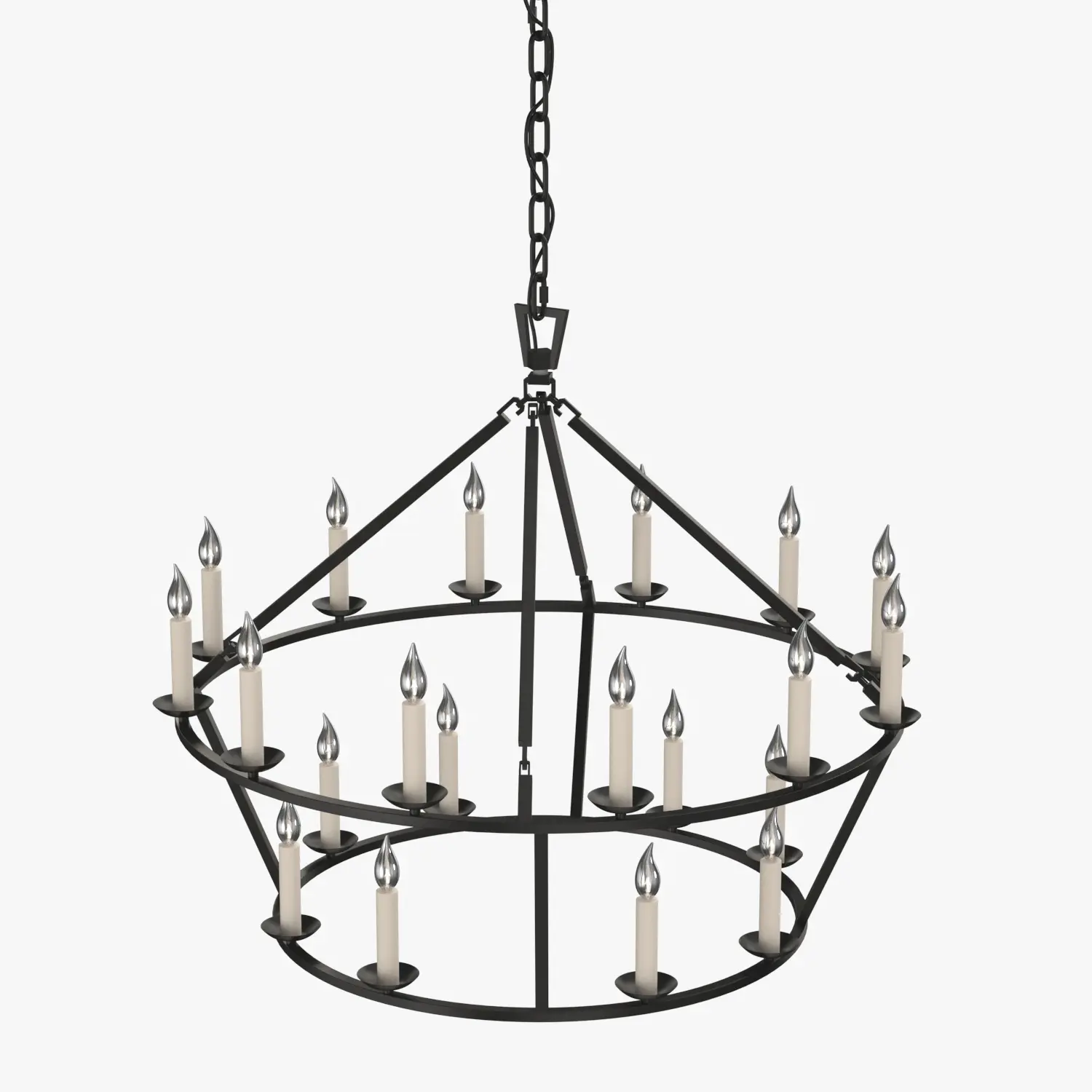 19th C English Openwork Two Tier Round Chandelier 40in 3D Model_06