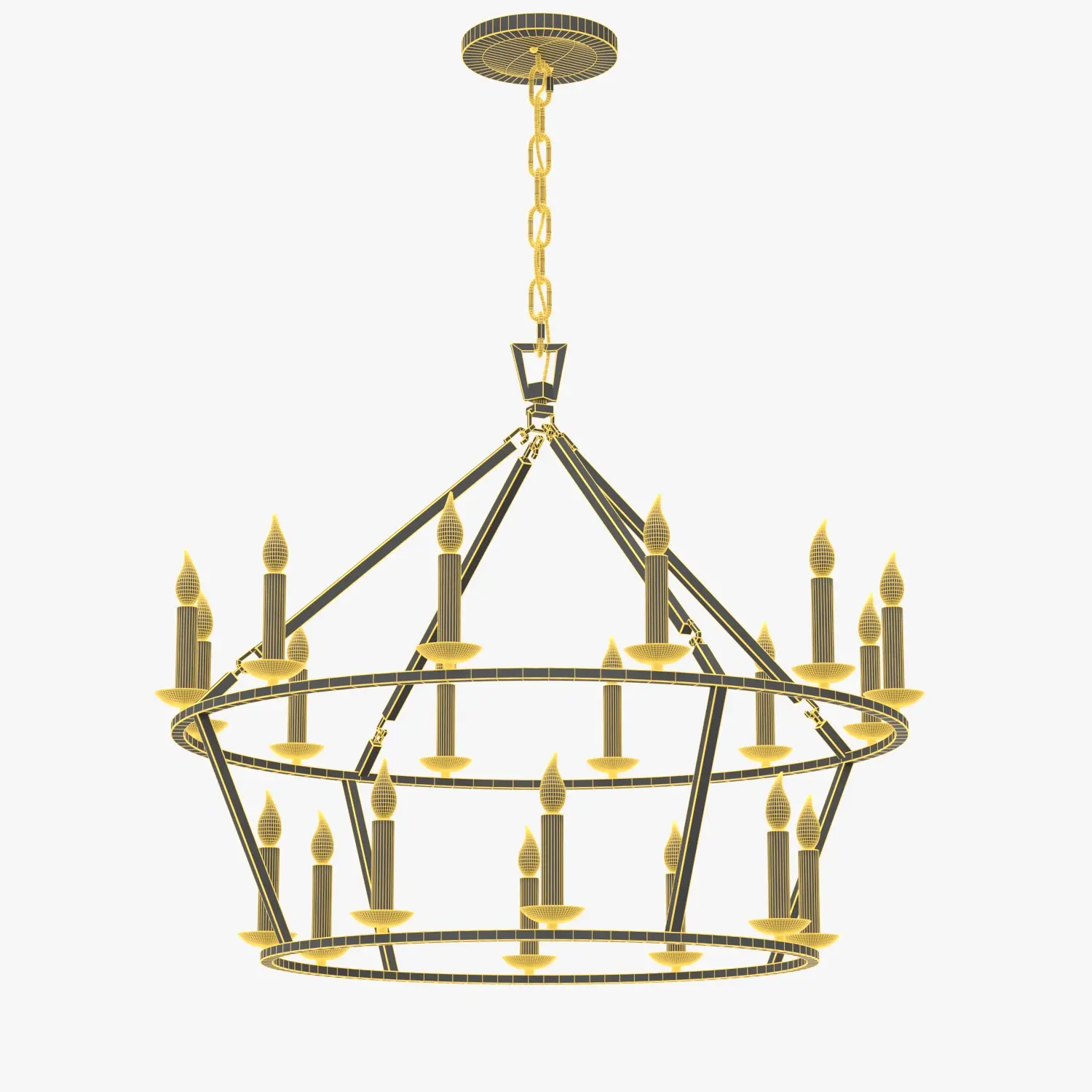 19th C English Openwork Two Tier Round Chandelier 40in 3D Model_07