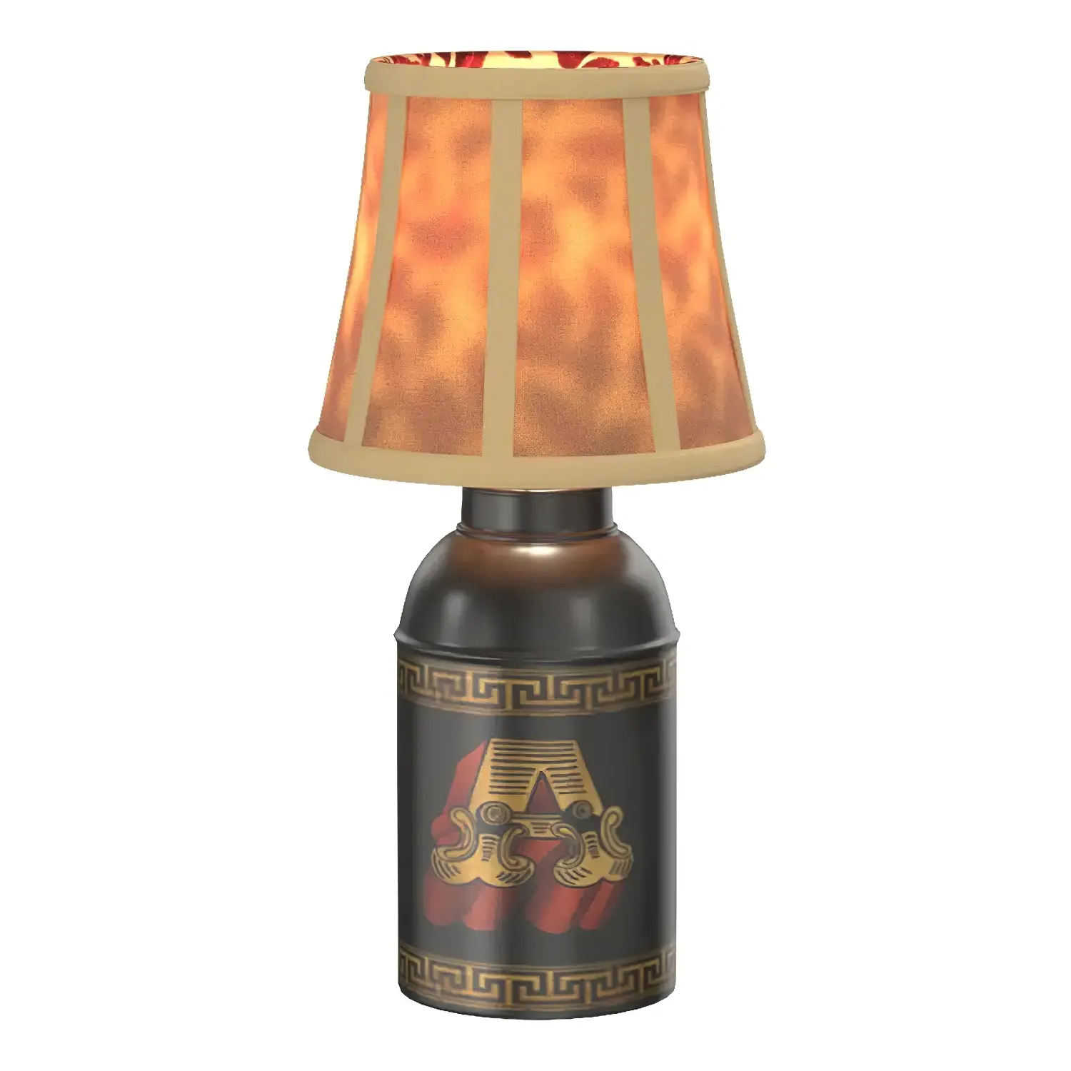 An English Black and Gilt-Decorated Tole Tea Canister Lamp 3D Model_01