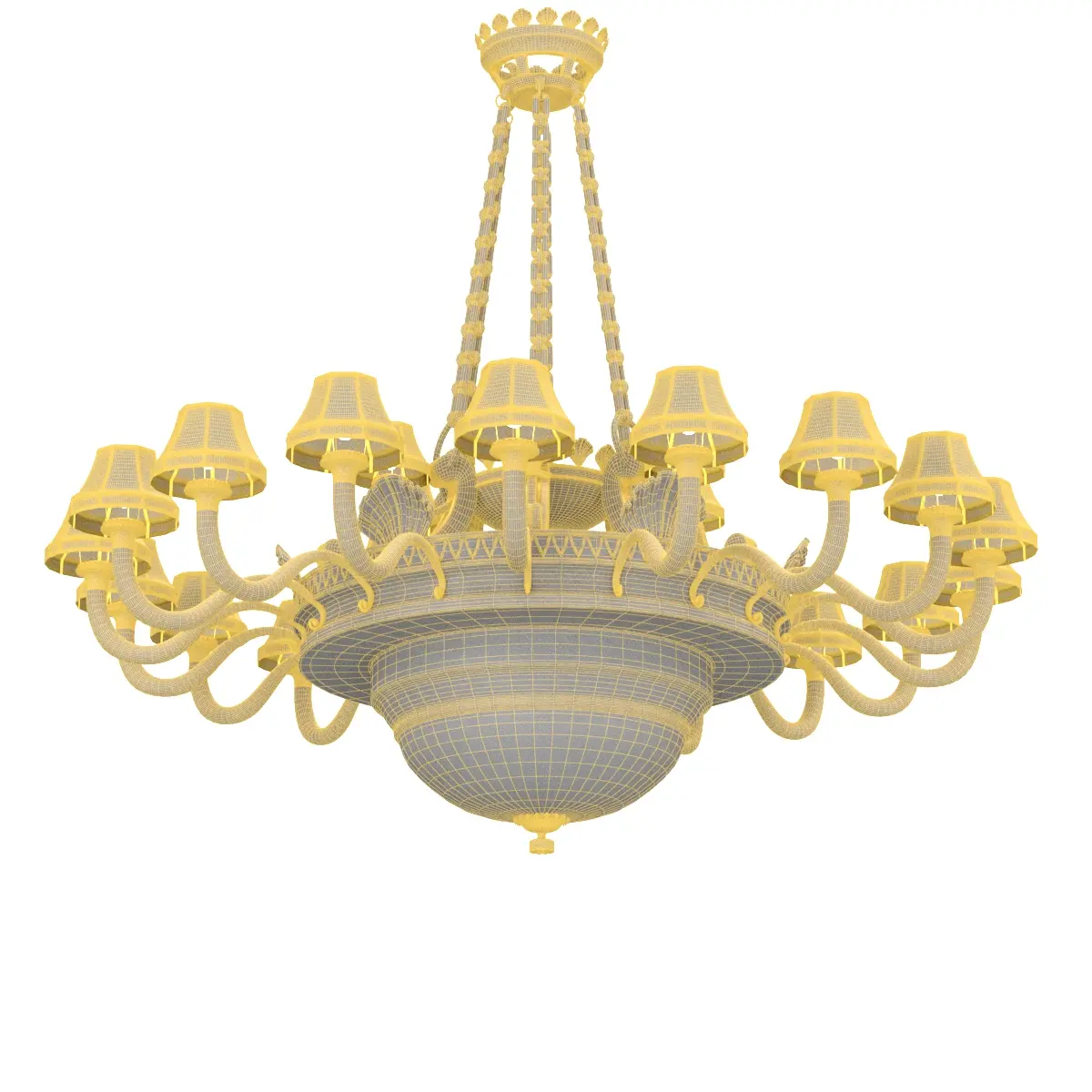 Antique Chandelier Silver over Bronze and Alabaster 3D Model_07