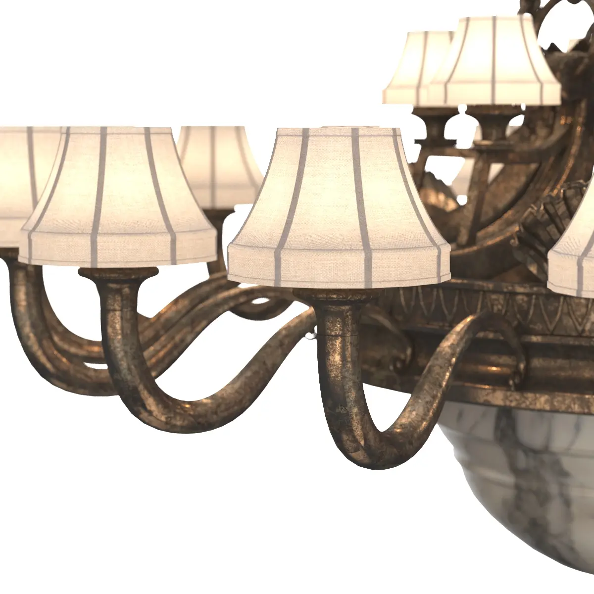 Antique Chandelier Silver over Bronze and Alabaster 3D Model_05