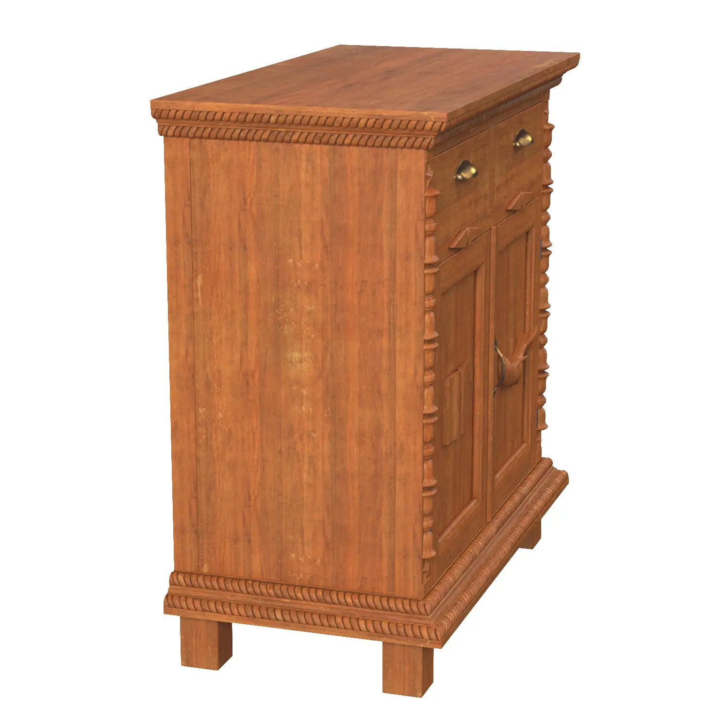 Antique Two Door Buffet Cabinet 3D Model_03