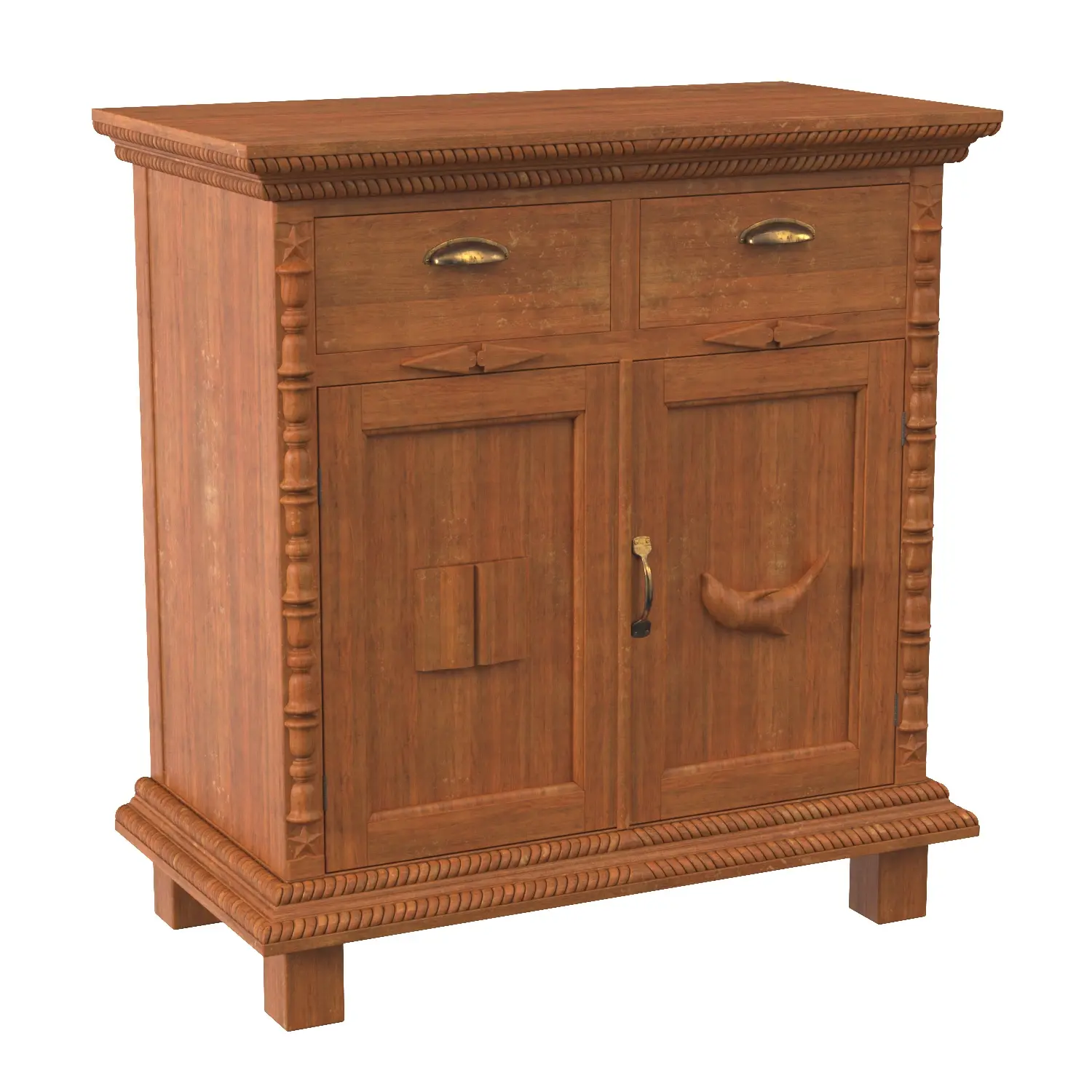 Antique Two Door Buffet Cabinet 3D Model_01