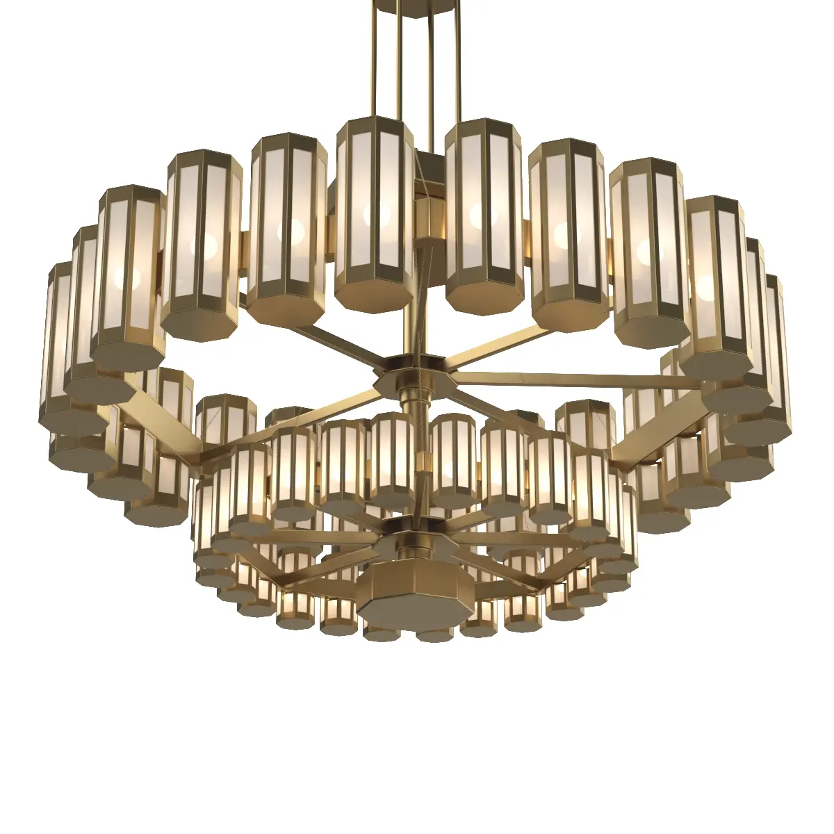 Bronze and Glass Modern Chandelier 3D Model_03