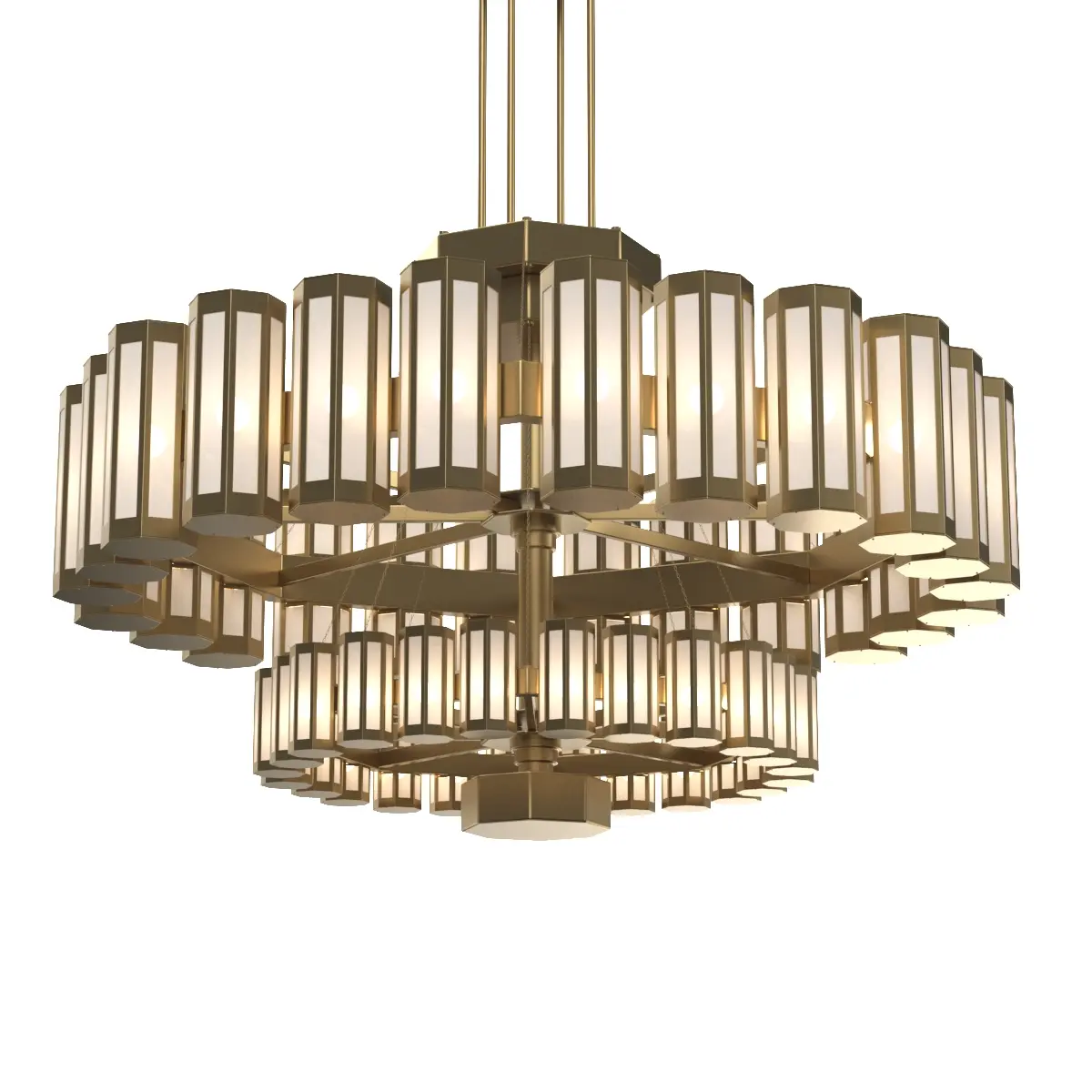 Bronze and Glass Modern Chandelier 3D Model_04