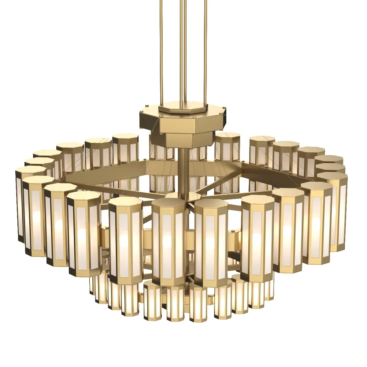 Bronze and Glass Modern Chandelier 3D Model_06