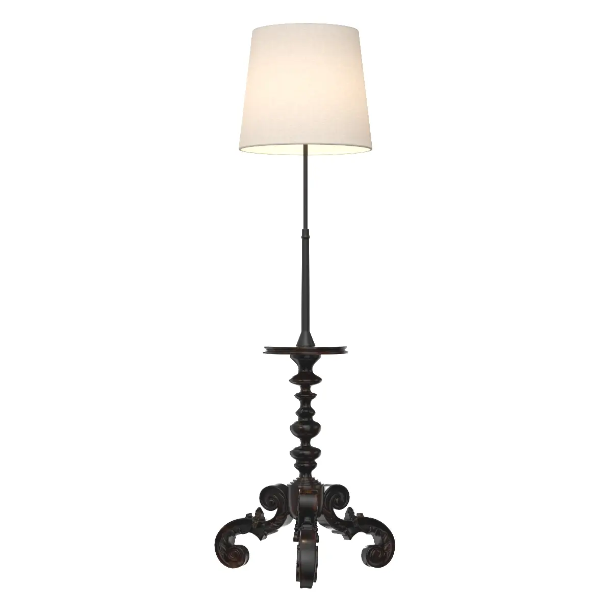 Carved Tripod Round Marble-Top Floor Lamp 3D Model_06