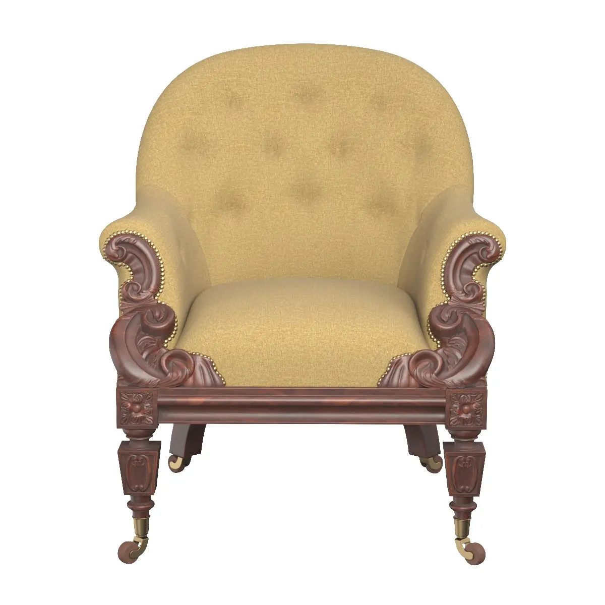 Early Victorian Rosewood Armchair 3D Model_06