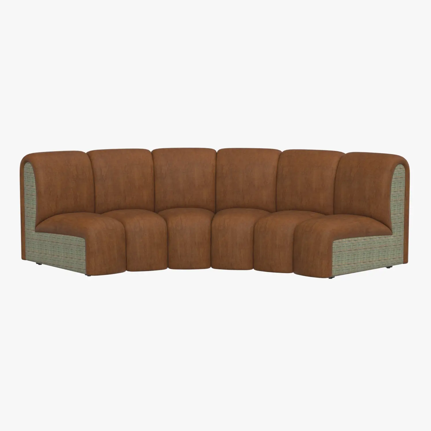 Infinity Cognac Velvet Modular Sectional Sofa 3D Model_01
