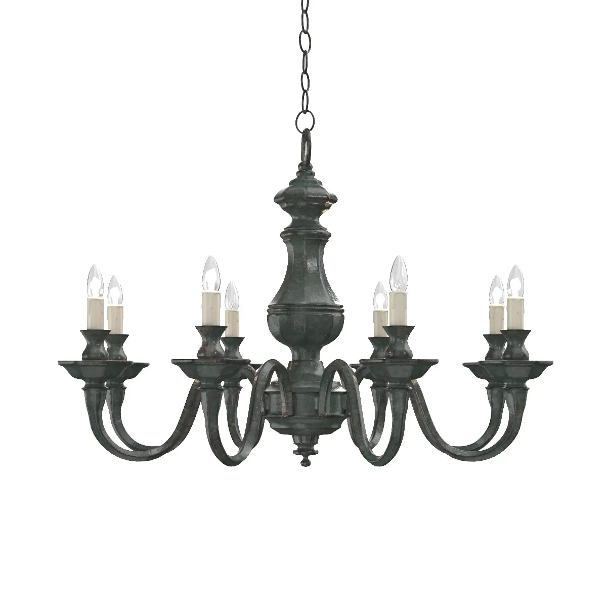 Late 20th Century Verdigris Finish Eight Arm Chandelier 3D Model_04
