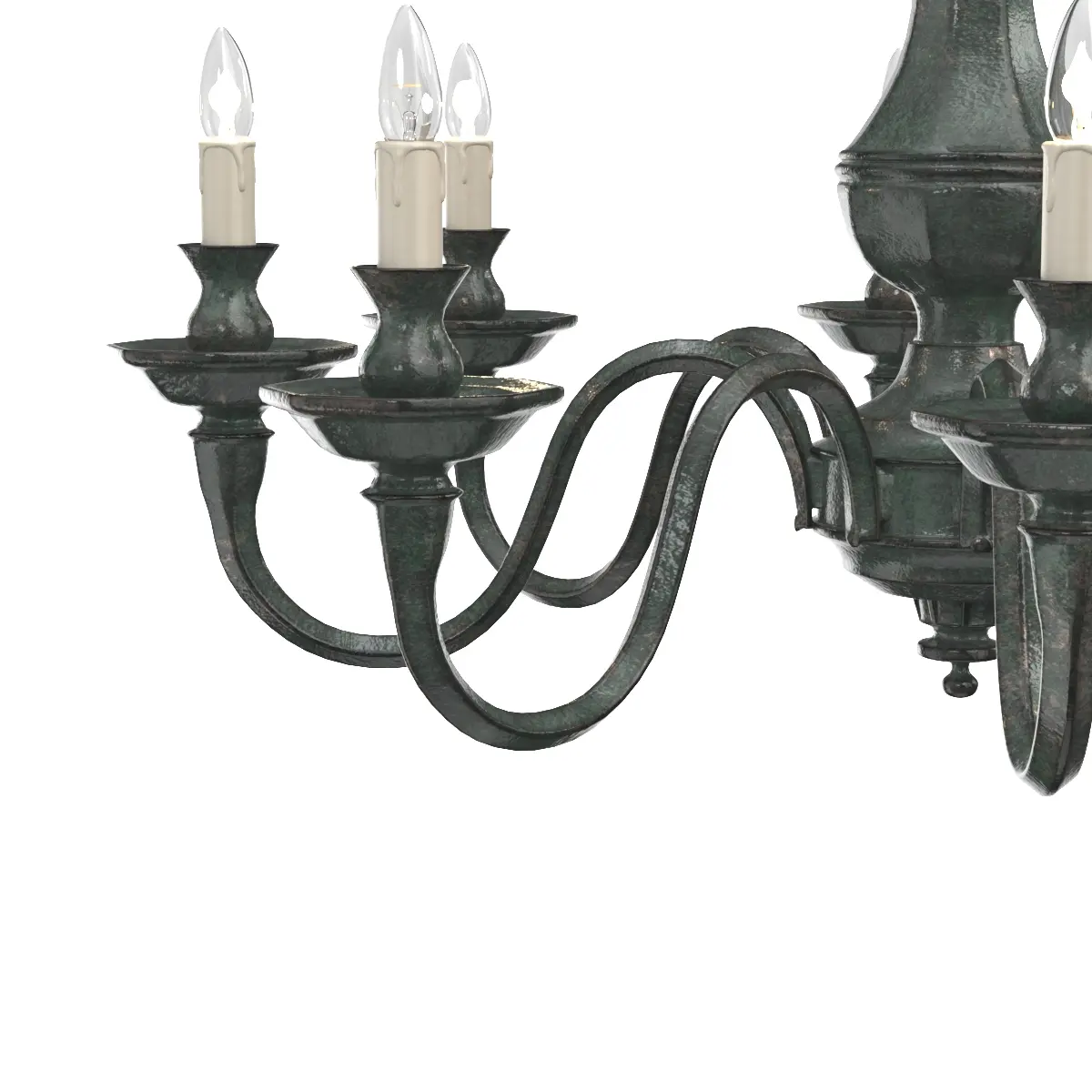 Late 20th Century Verdigris Finish Eight Arm Chandelier 3D Model_05