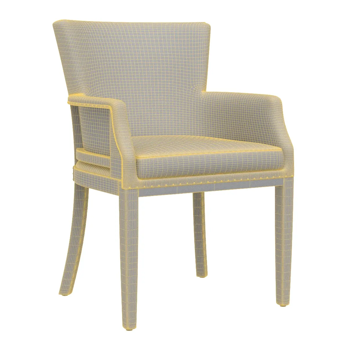 Oakwood Linen Dining Chair 3D Model_07