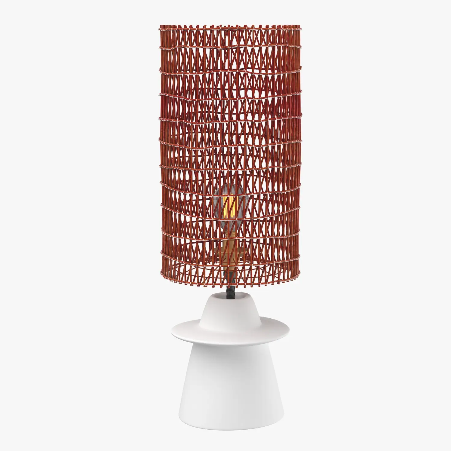 Plaster And Wicker Bookshelf Lamp 3D Model_01