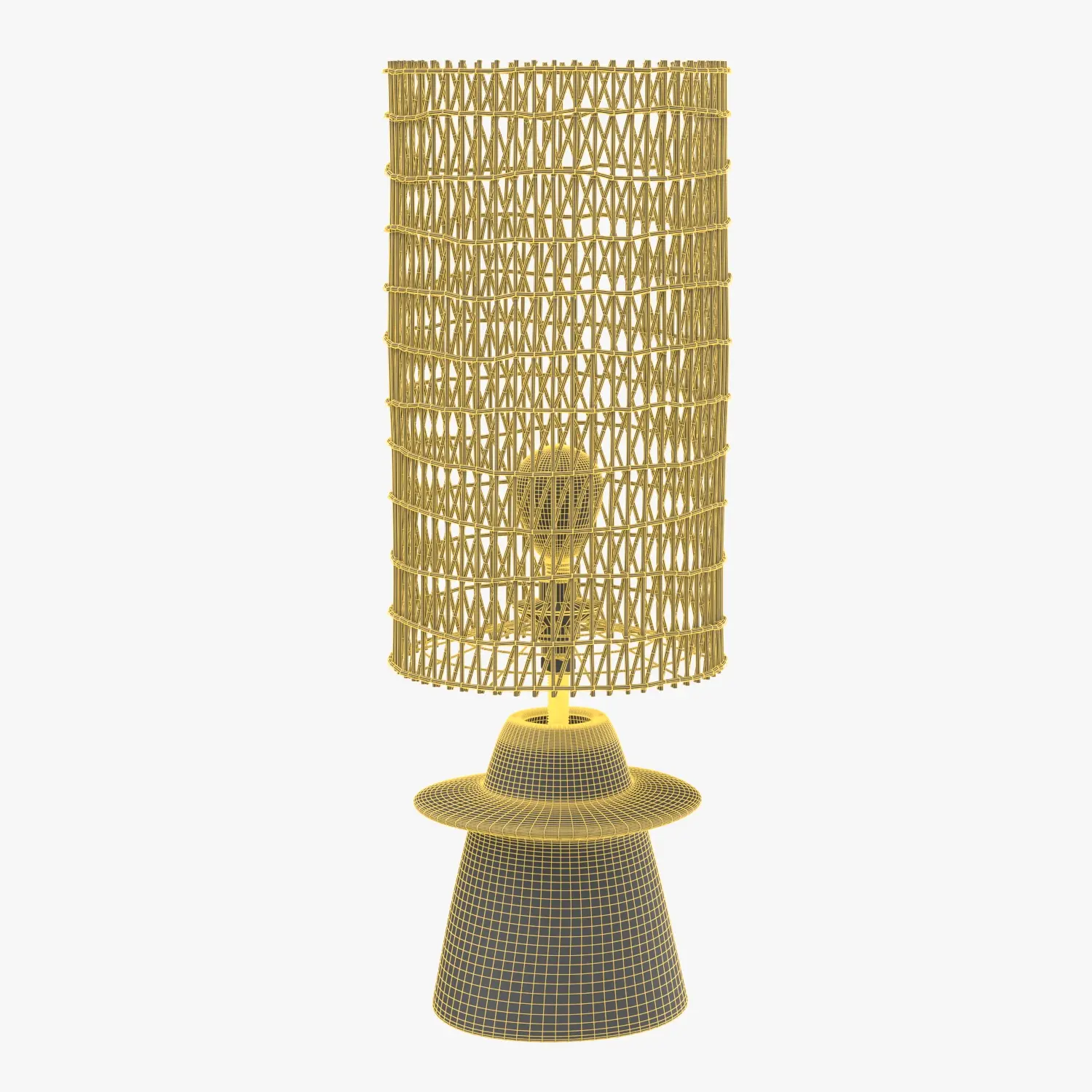 Plaster And Wicker Bookshelf Lamp 3D Model_07