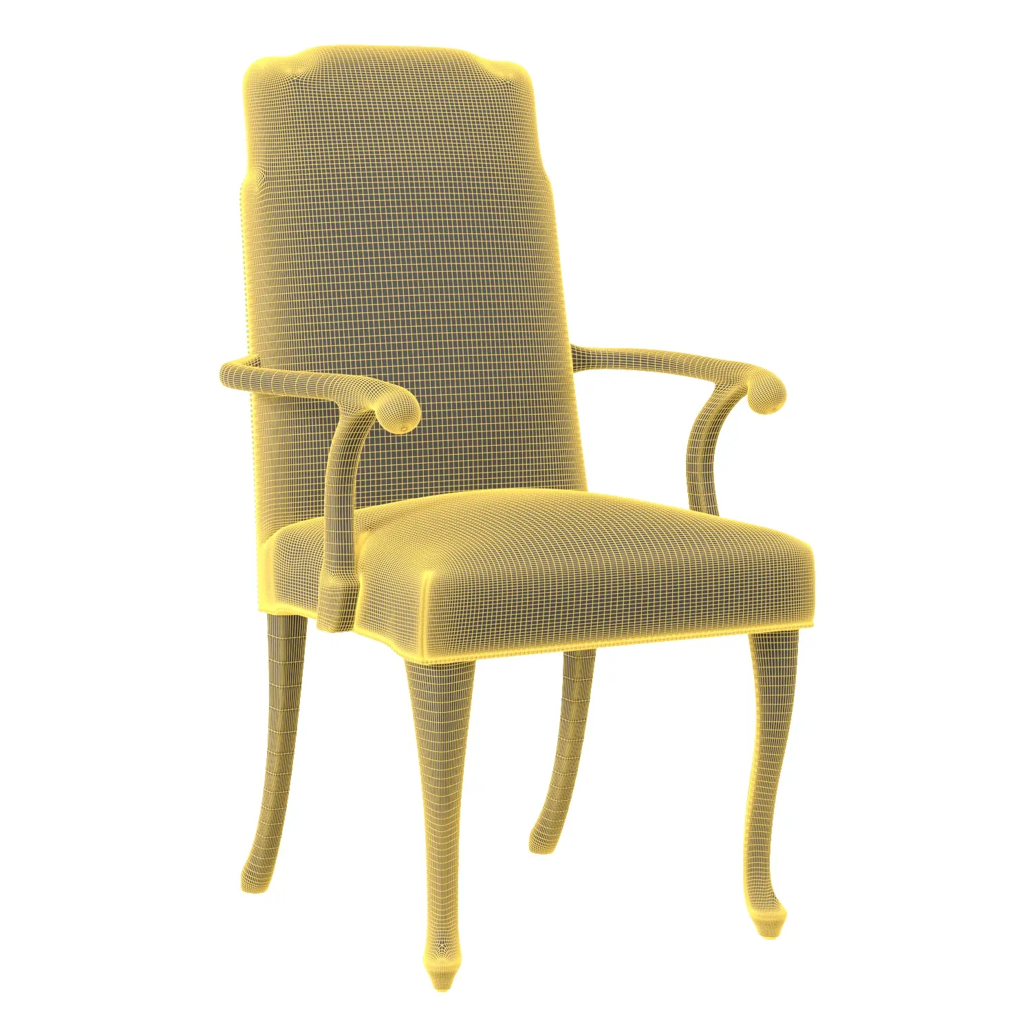 Queen Anne Camelback Elbow Highback Chair 3D Model_07