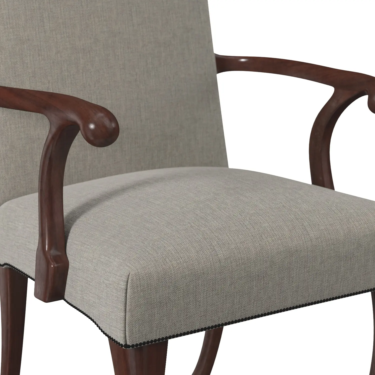 Queen Anne Camelback Elbow Highback Chair 3D Model_05
