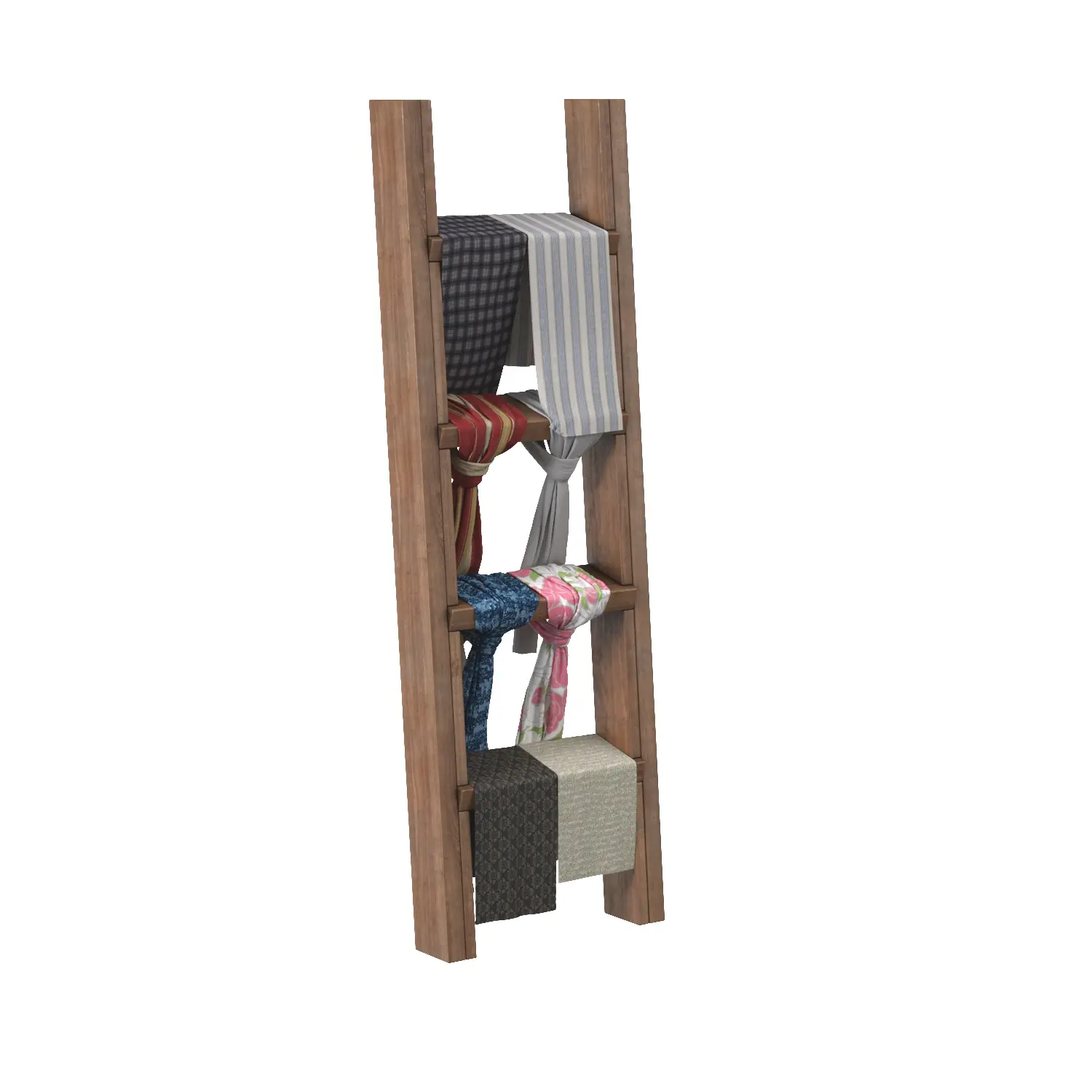 Wood Ladders Scarf Display 6 3D Model_01