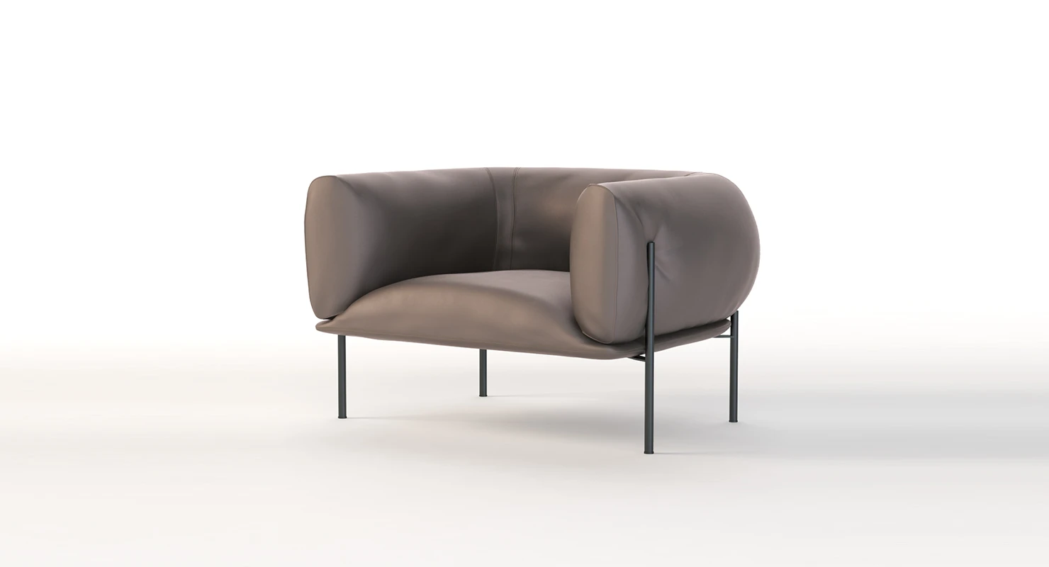 Rondo Leather Lounge Armchair By Lucy Kurrein 3D Model_01