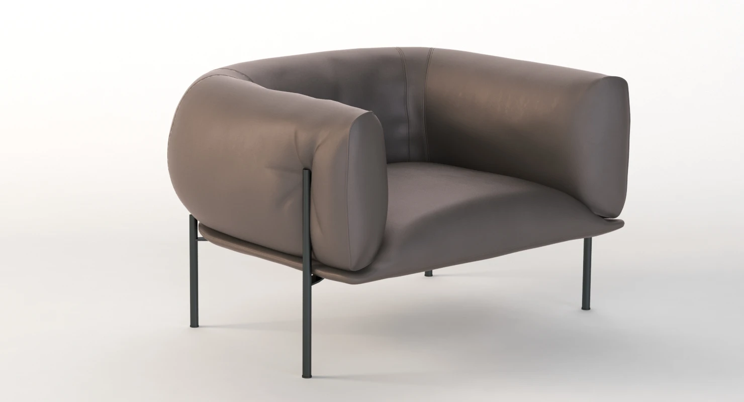 Rondo Leather Lounge Armchair By Lucy Kurrein 3D Model_03