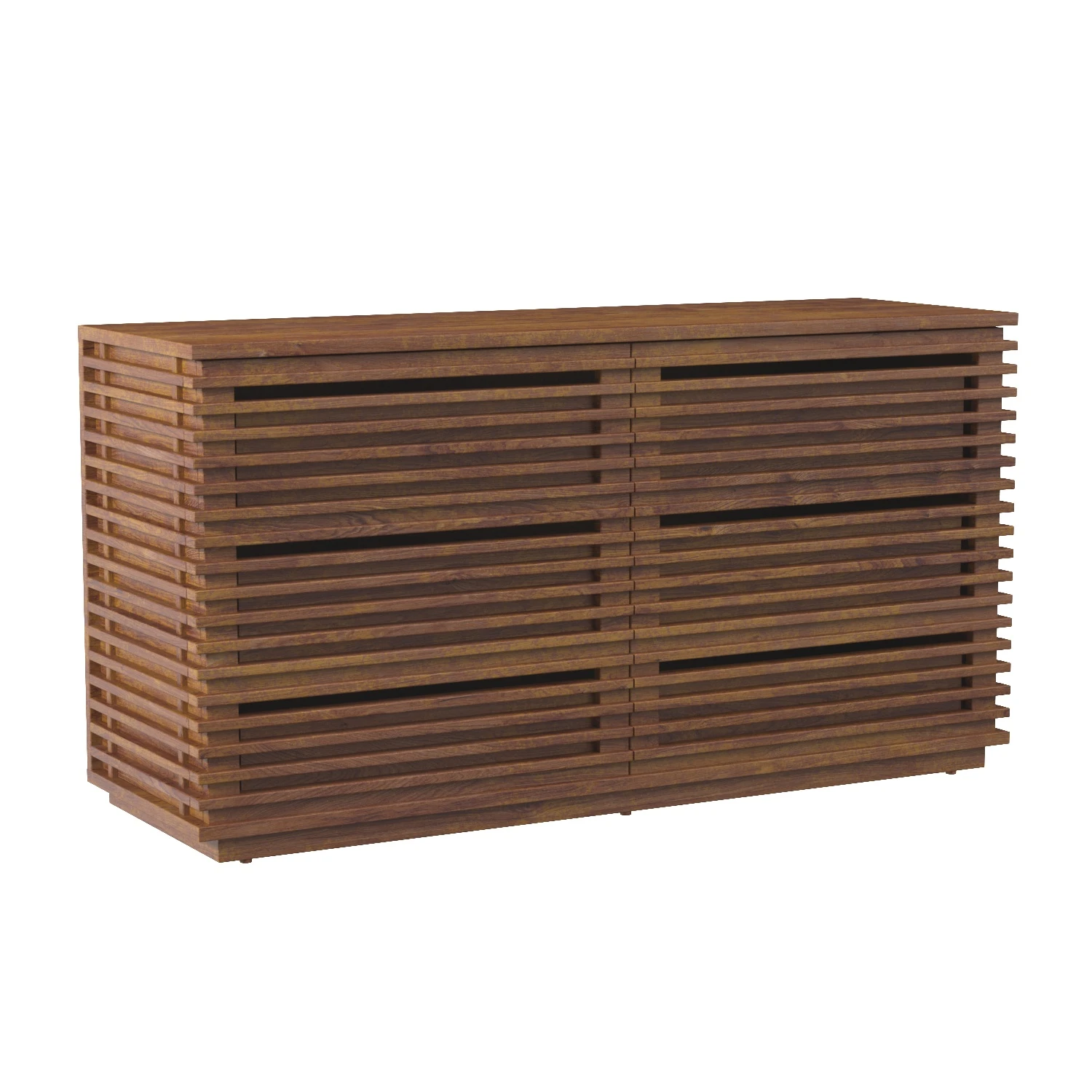 Linear 6 Drawer Walnut Dresser 3D Model_01