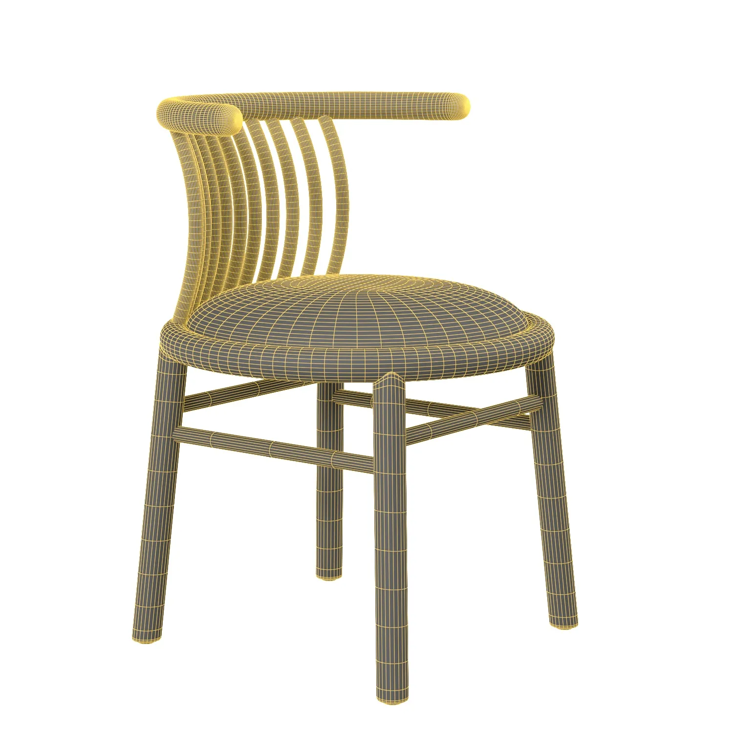 Mathilde Curved Slatted Wood Dining Chair PBR 3D Model_07