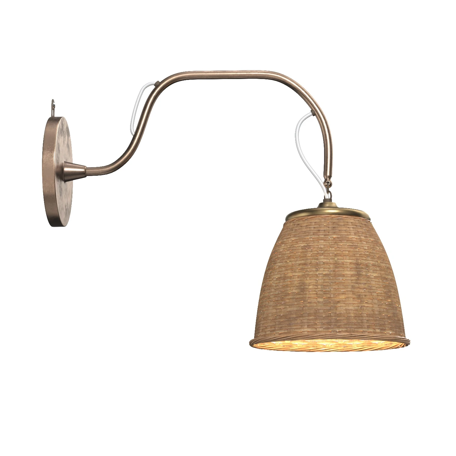 Swedish Wall Light Brass Rattan Sweden 1922 PBR 3D Model_03