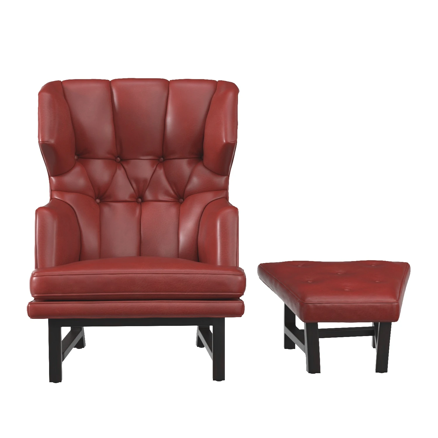 Janus Wing Chair and Ottoman PBR 3D Model_06