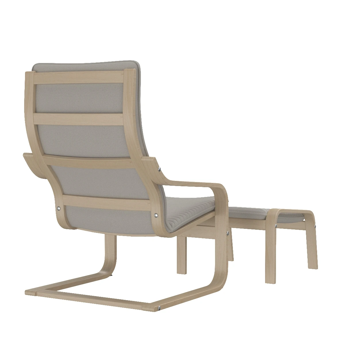 Poang Armchair With Footstool 3D Model_06