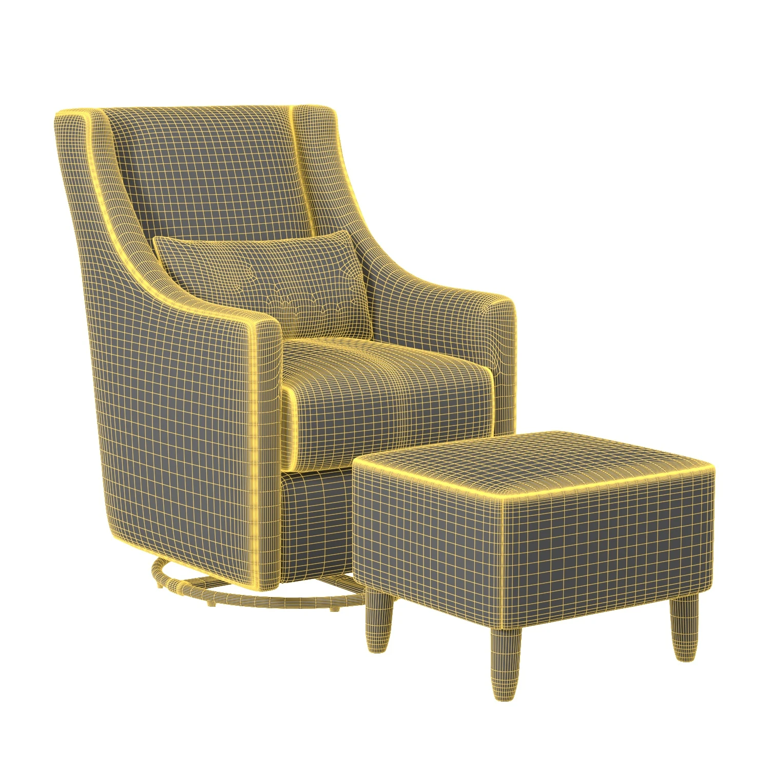 Toco Swivel Glider Ottoman With Footstool PBR 3D Model_07