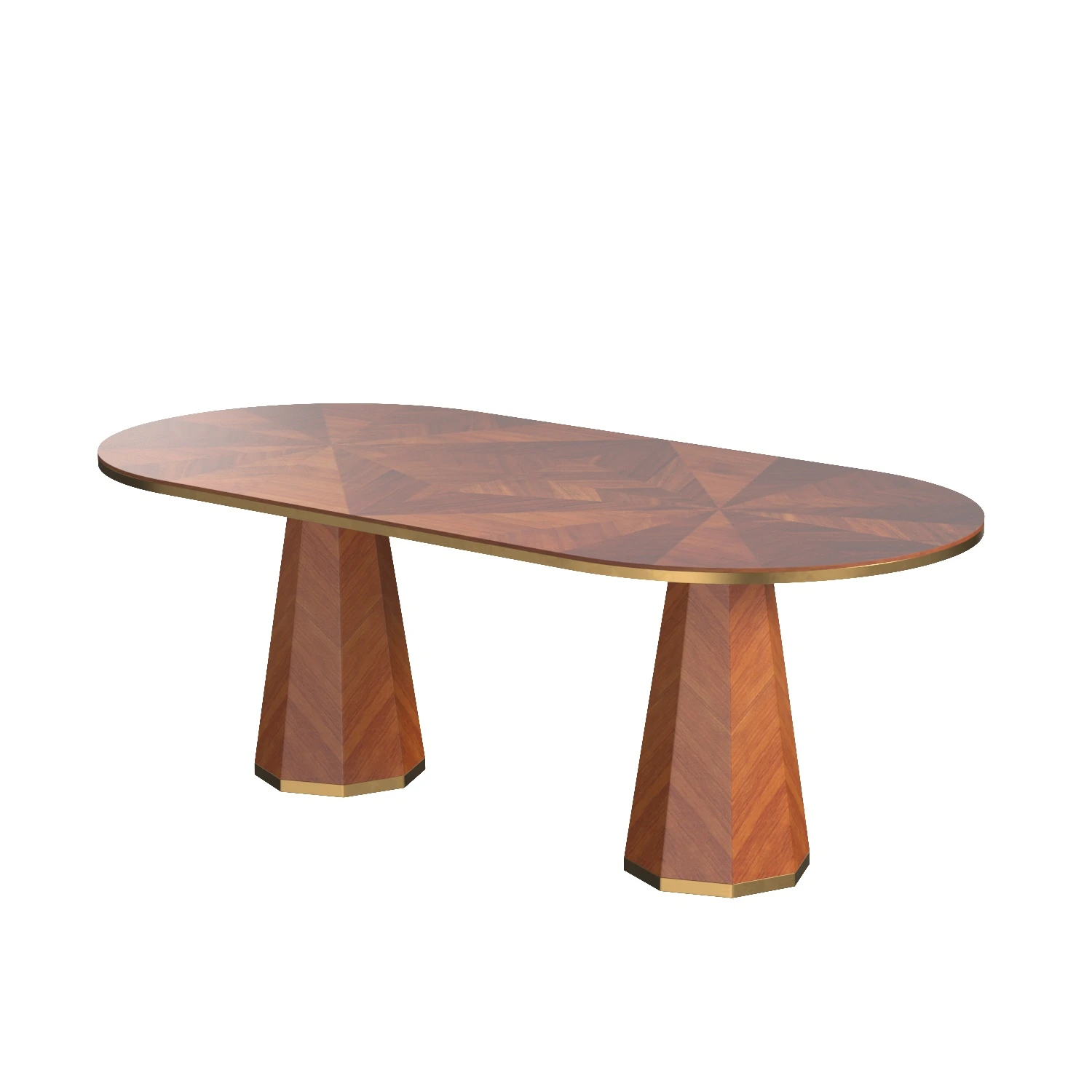 Quillen Marquetry Double Pedestal Dining Table PBR 3D Model_06