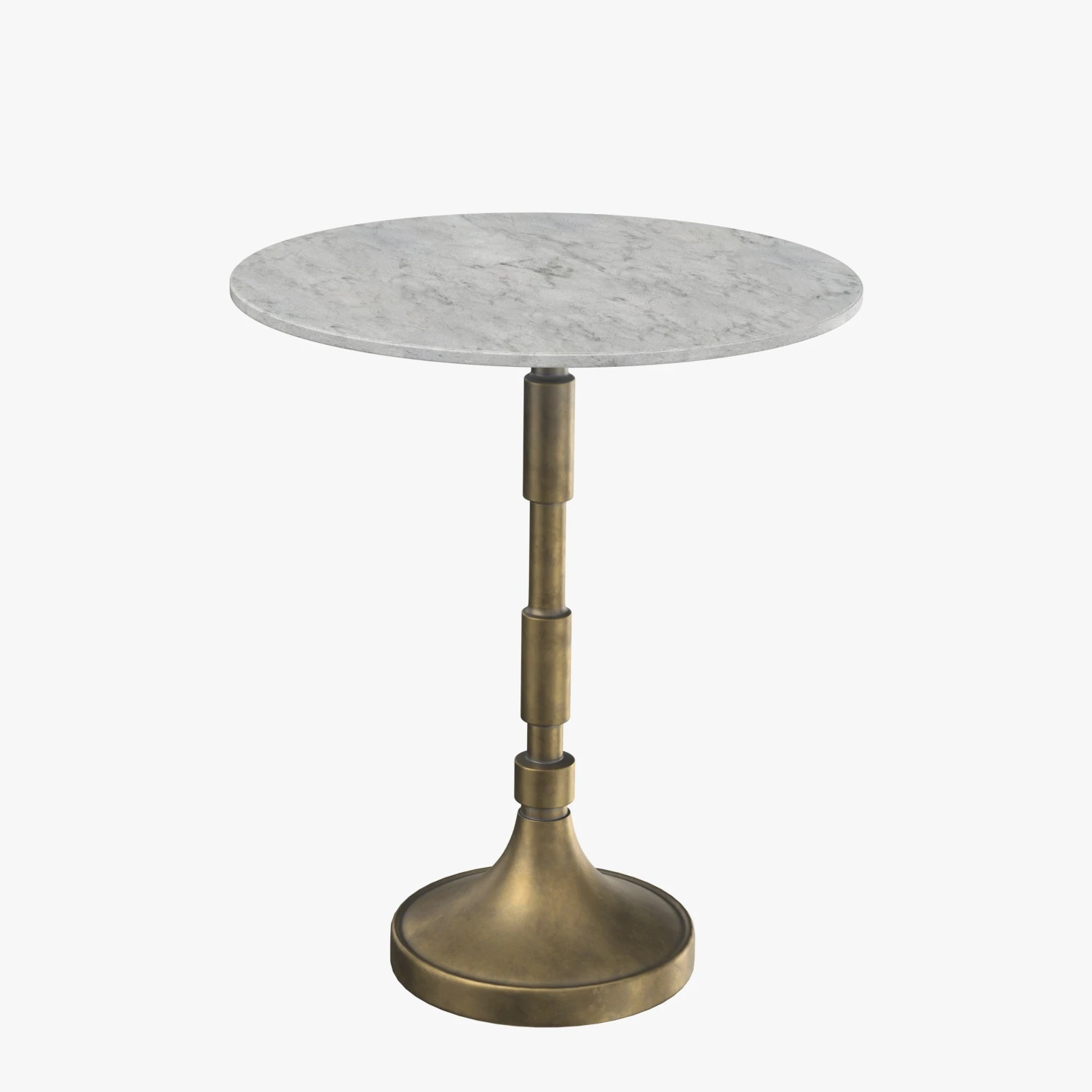 Aluminum Pedestal Top Marble Side Table 3D Model_04