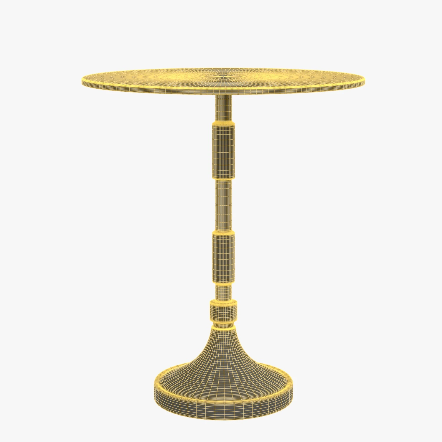 Aluminum Pedestal Top Marble Side Table 3D Model_07