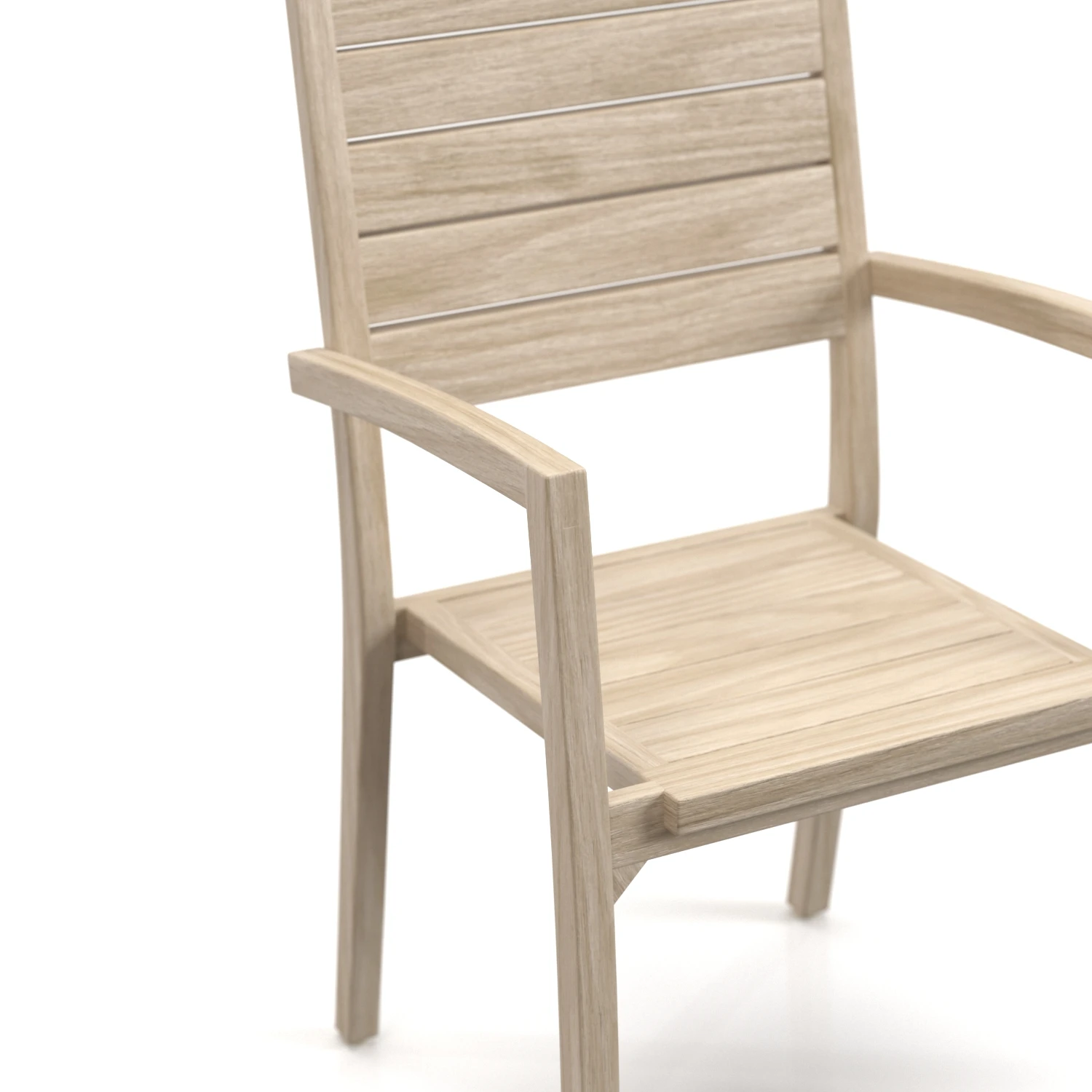 Vista Slatted Teak Stacking Chair PBR 3D Model_05