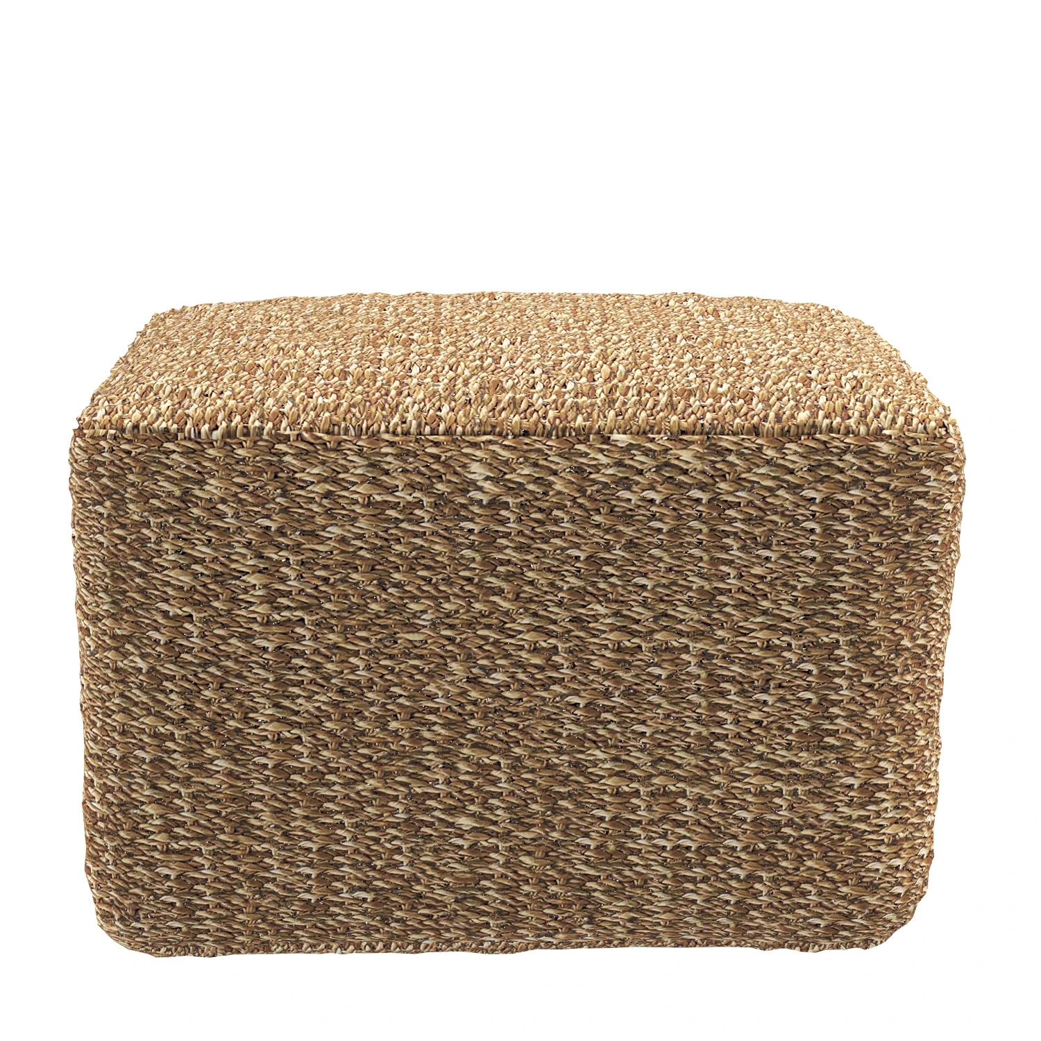Zuri Coastal Beach Brown Woven Rattan Square Ottoman PBR 3D Model_03