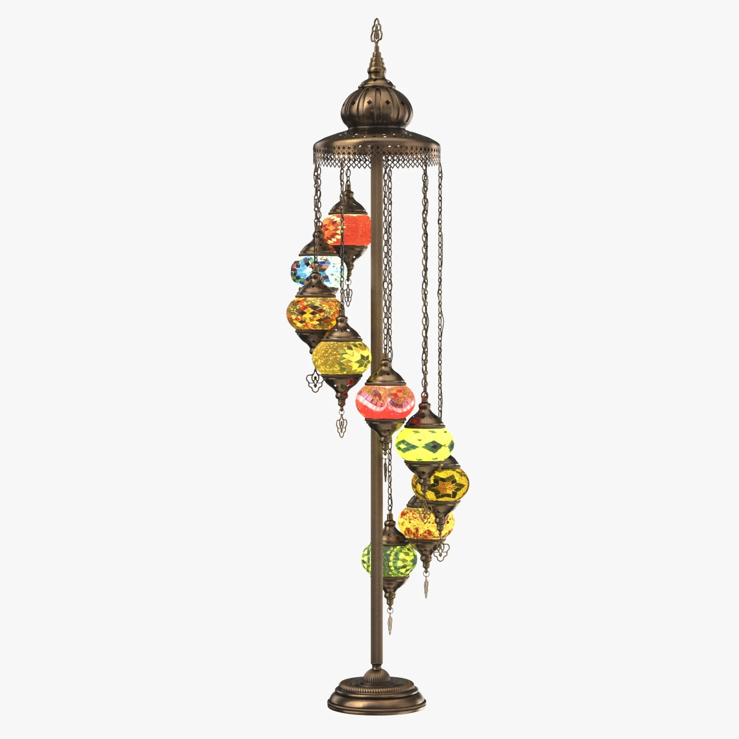 Handmade 9 Head Glass Floor Lamp 3D Model_06