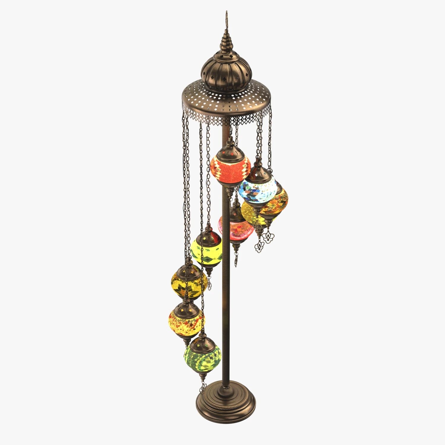 Handmade 9 Head Glass Floor Lamp 3D Model_04