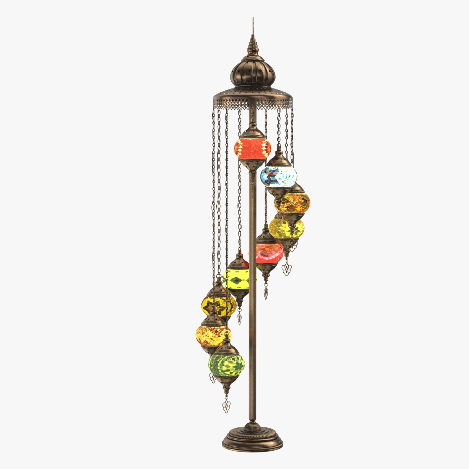 Handmade 9 Head Glass Floor Lamp 3D Model_03