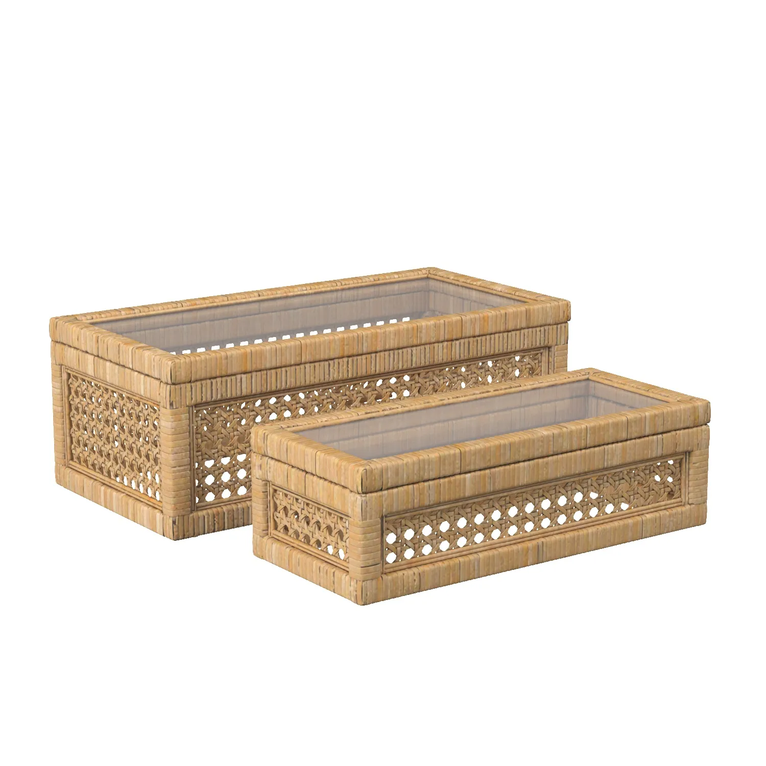 Rattan Box With Glass Lid PBR 3D Model_01
