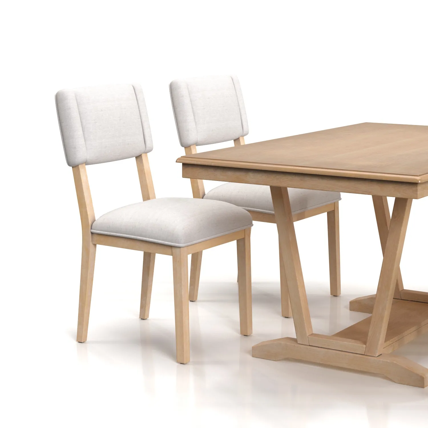Solid Wood 5 Piece Dining Set with 4 Upholstered Chairs PBR 3D Model_06