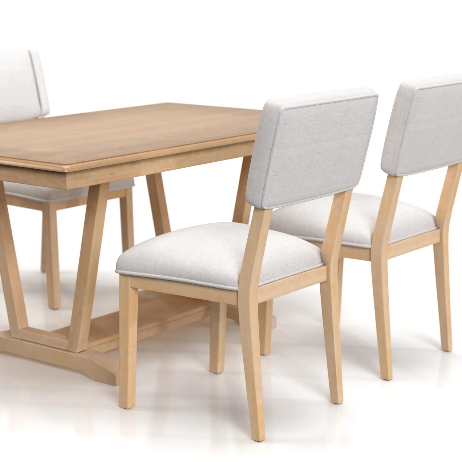 Solid Wood 5 Piece Dining Set with 4 Upholstered Chairs PBR 3D Model_05