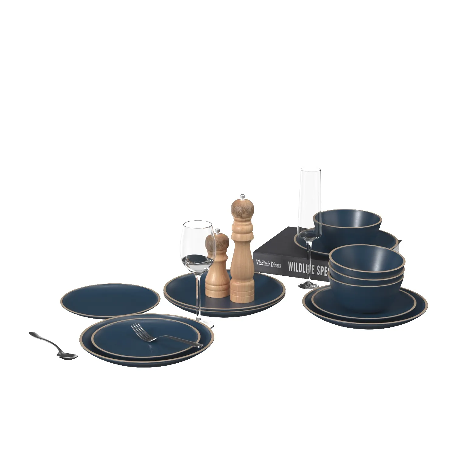 Gufaith Melamine Dinnerware Sets PBR 3D Model_01