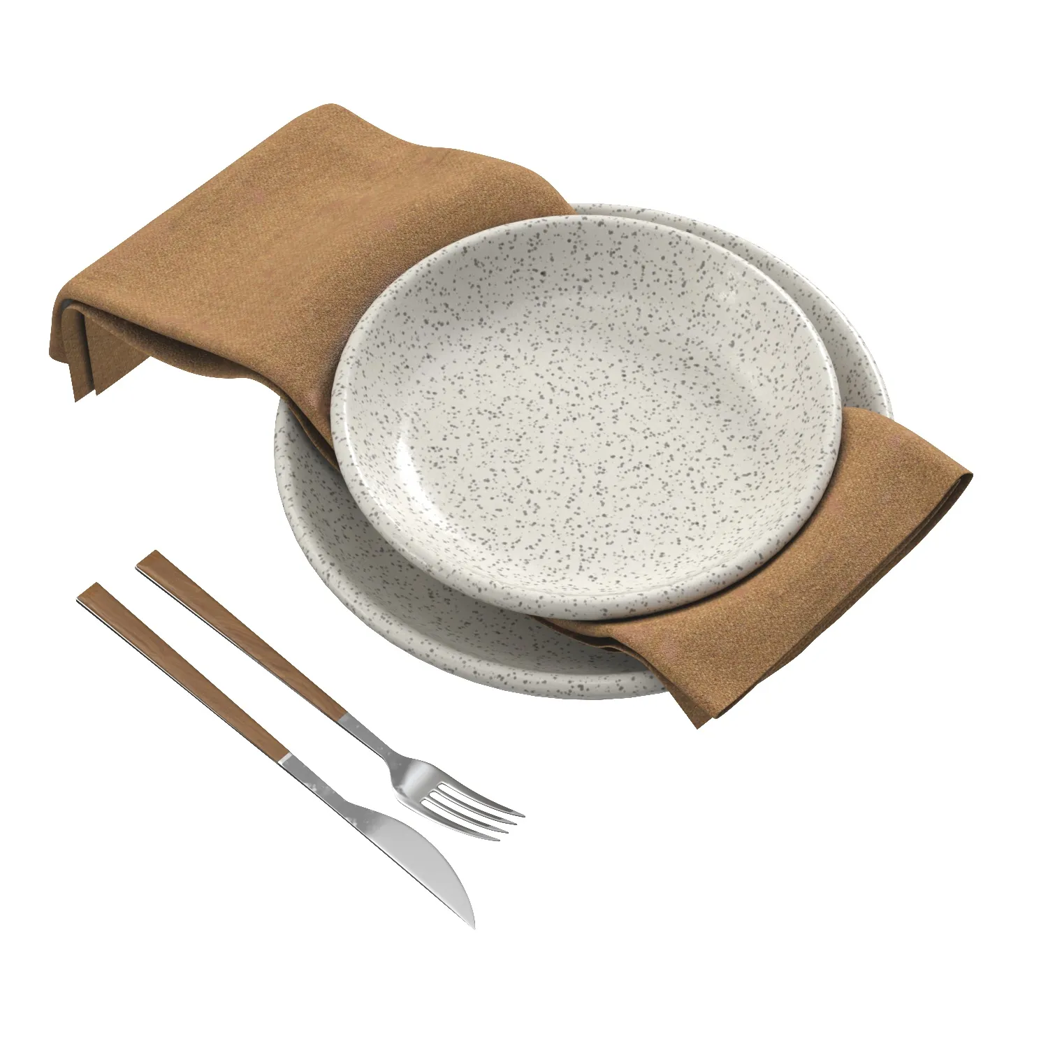 Almond Linen Napkin Set PBR 3D Model_04