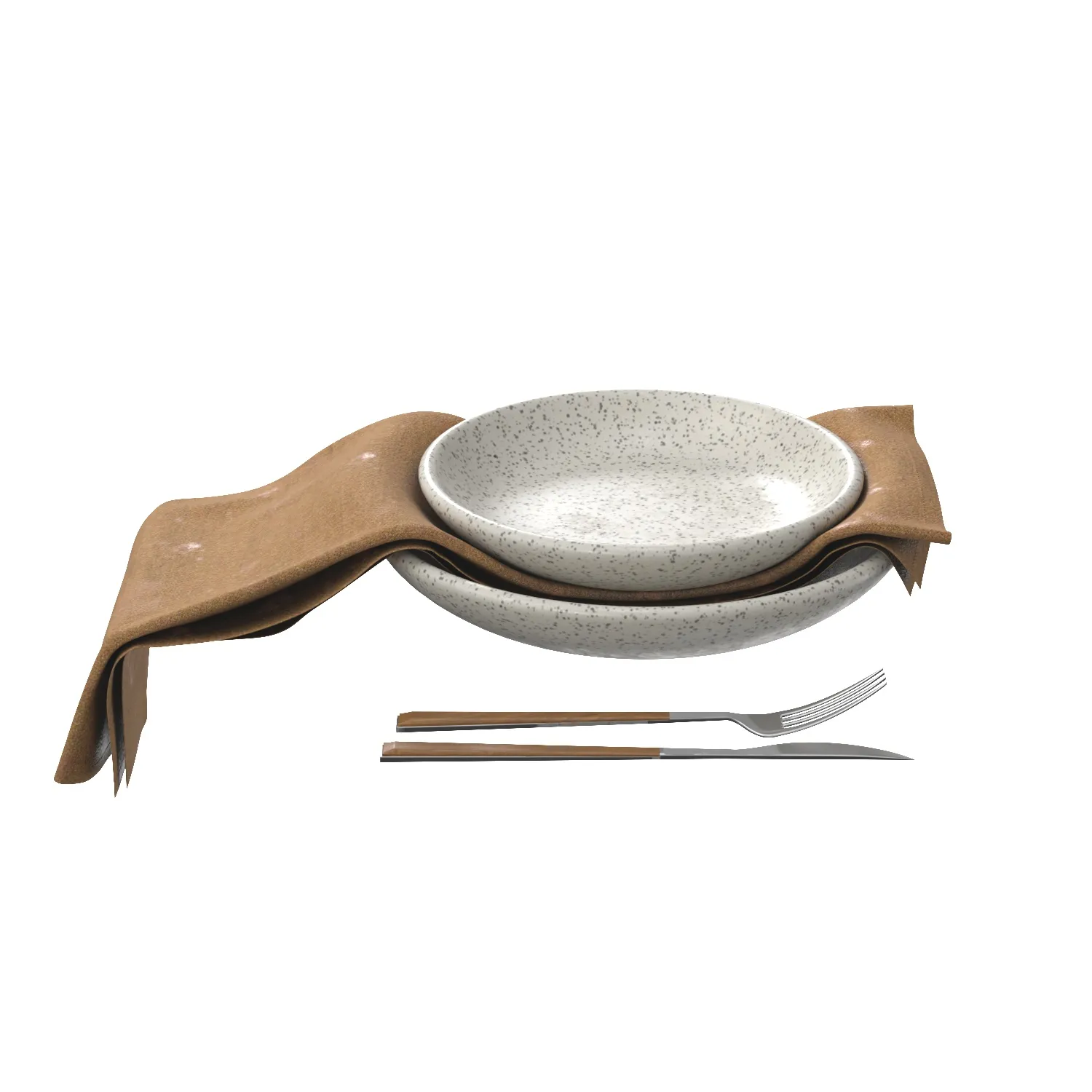 Almond Linen Napkin Set PBR 3D Model_03