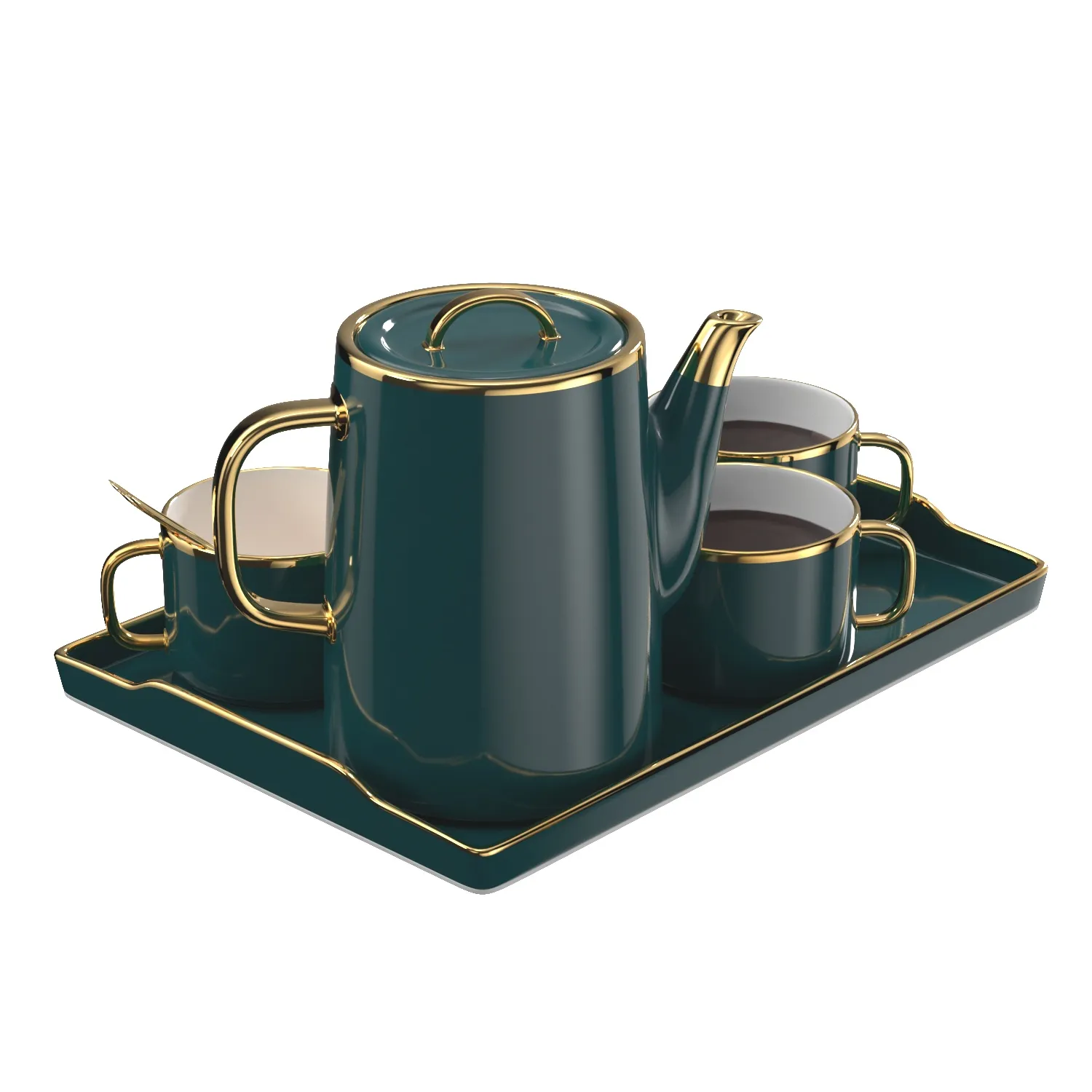 Coffee Moka Pot Luxury Ceramic Coffee Cup Set PBR 3D Model_04